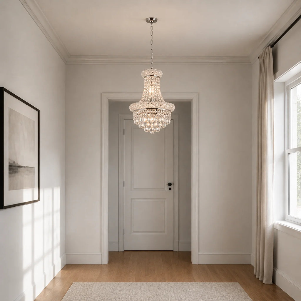 Empire 6 Light 14in Chrome Chandelier with Crystals