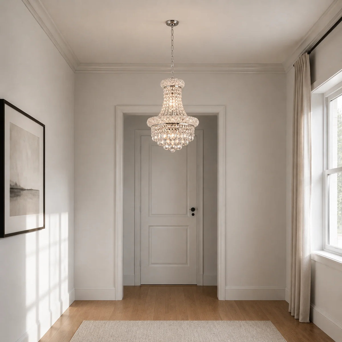 Empire 6 Light 14in Chrome Chandelier with Crystals