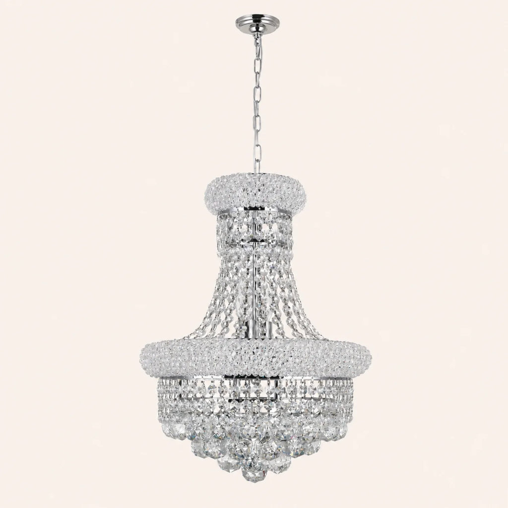 Empire 6 Light 14in Chrome Chandelier with Crystals