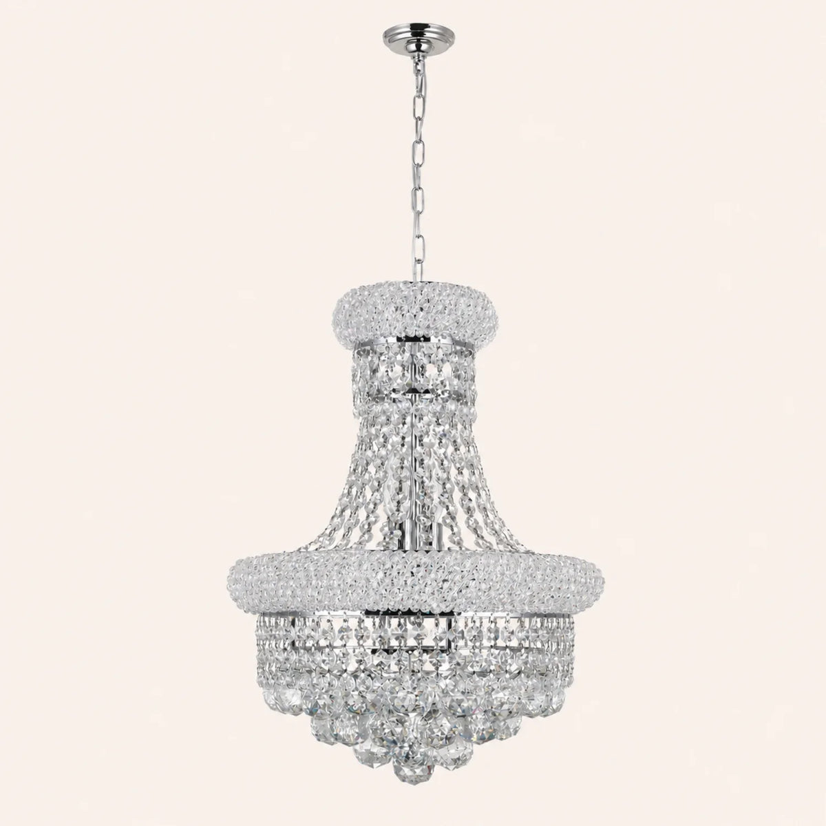 Empire 6 Light 14in Chrome Chandelier with Crystals