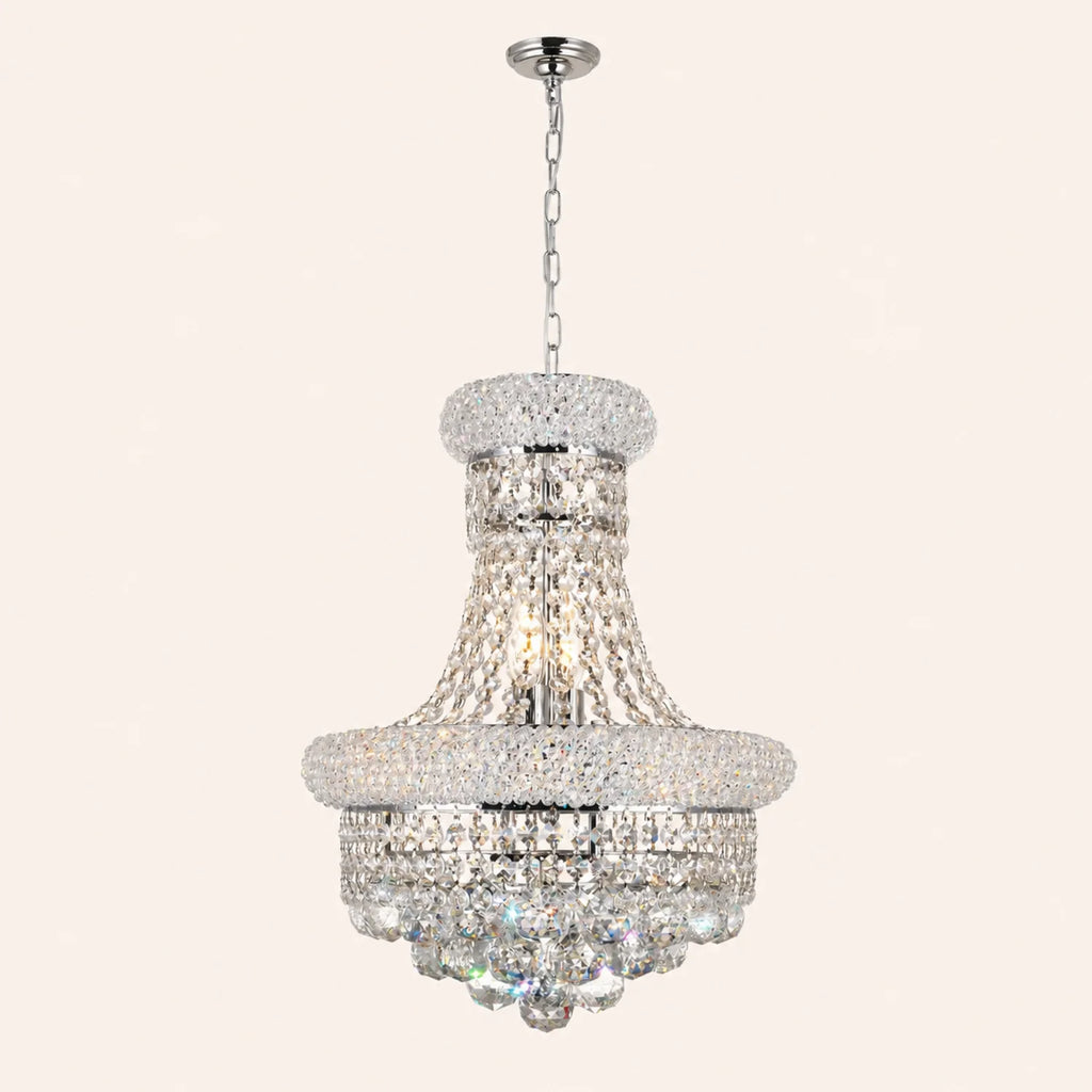 Empire 6 Light 14in Chrome Chandelier with Crystals