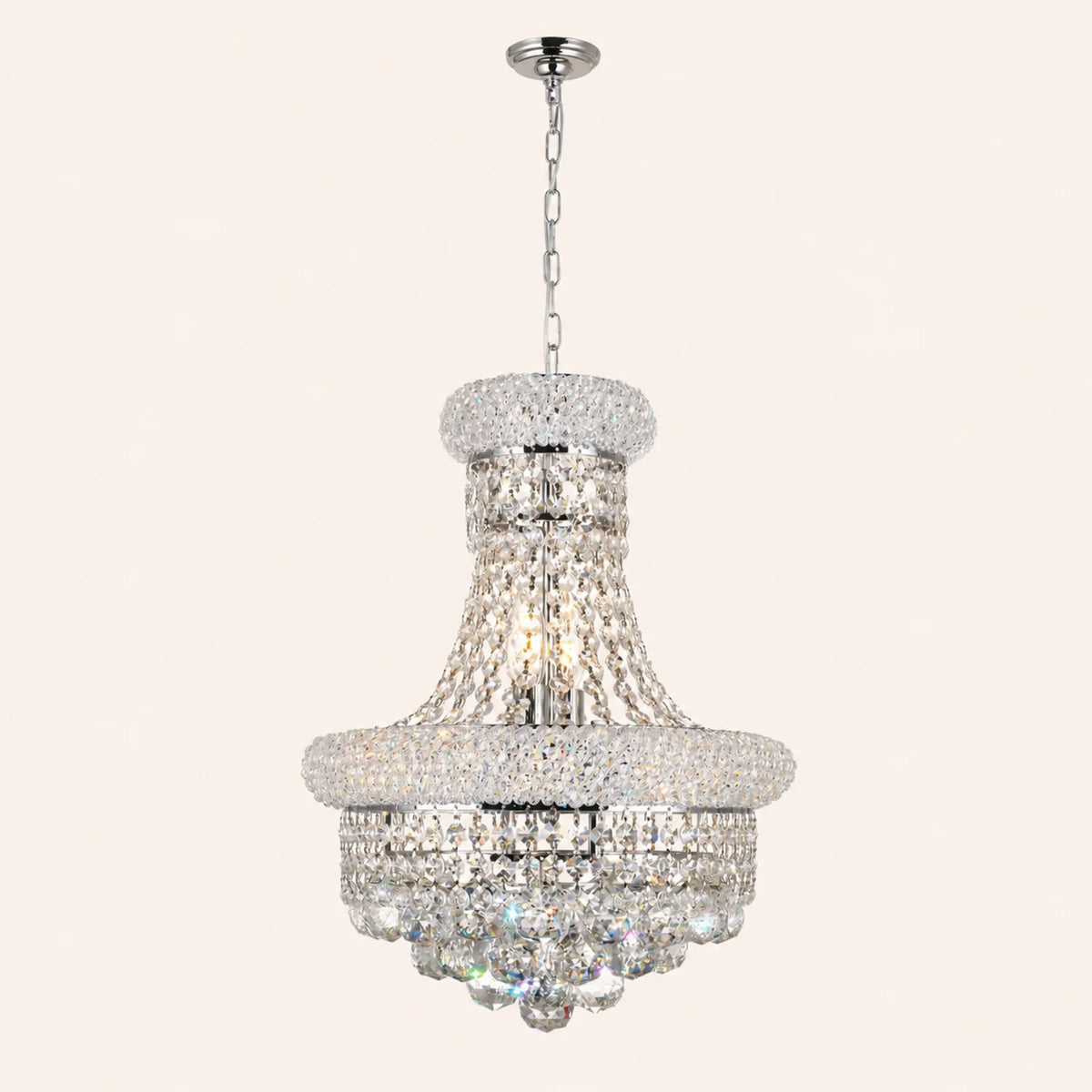 Empire 6 Light 14in Chrome Chandelier with Crystals