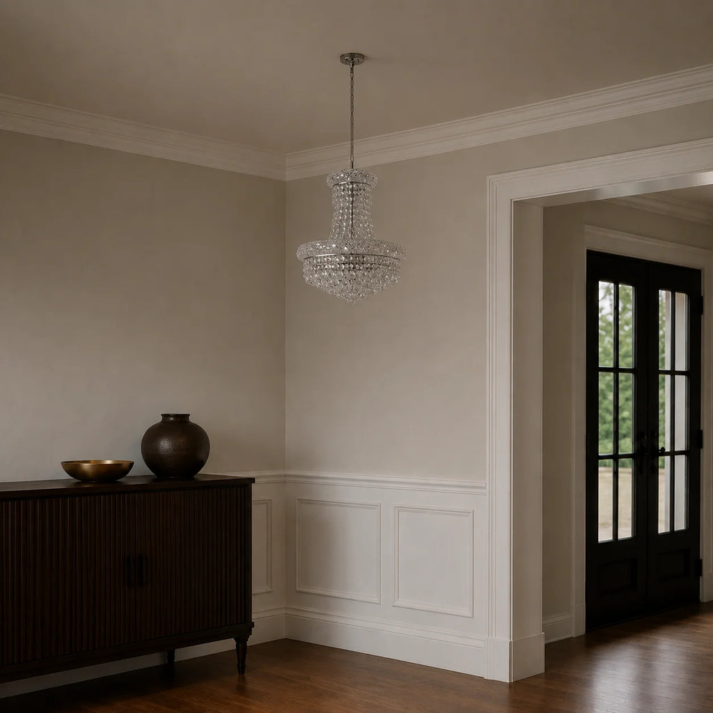 Empire 8 Light 18in Chrome Down Chandelier with Crystals