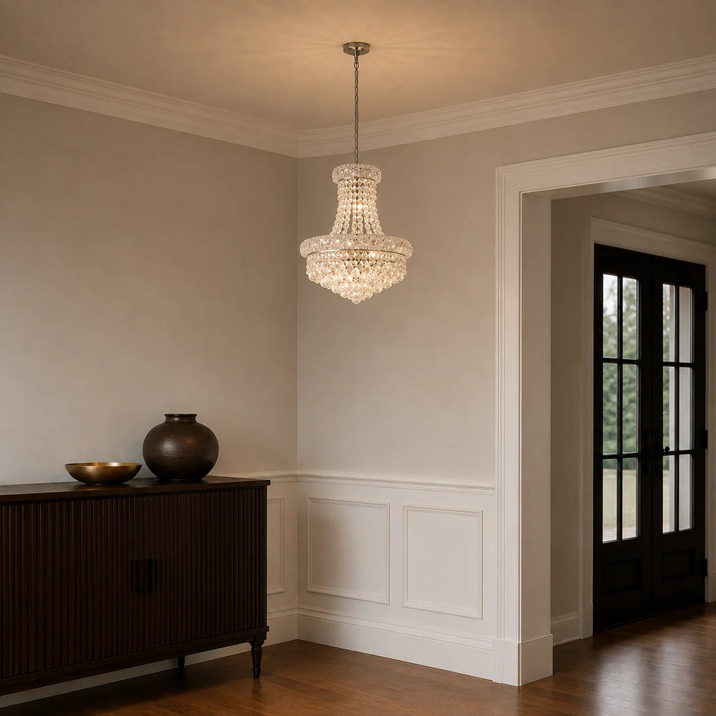 Empire 8 Light 18in Chrome Down Chandelier with Crystals