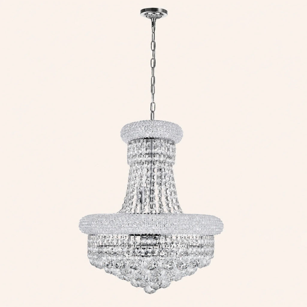 Empire 8 Light 18in Chrome Down Chandelier with Crystals