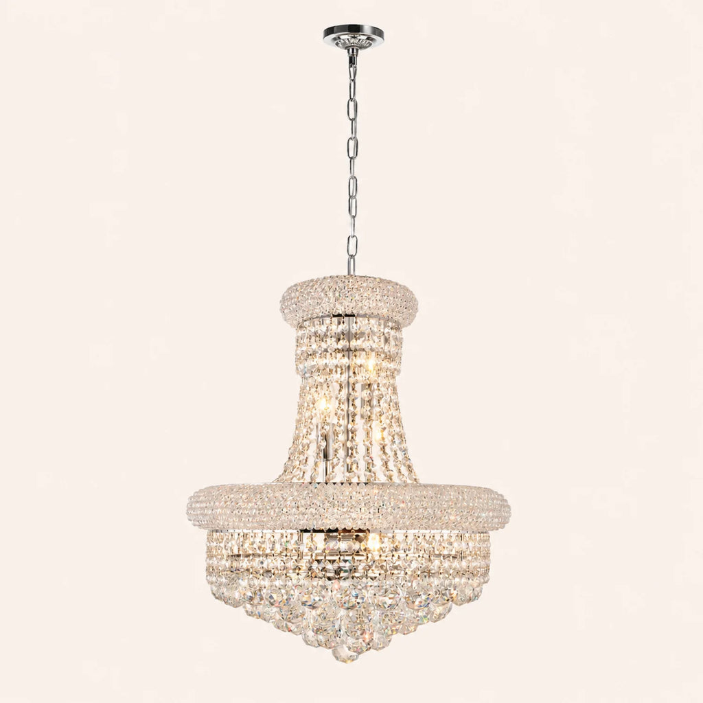 Empire 8 Light 18in Chrome Down Chandelier with Crystals