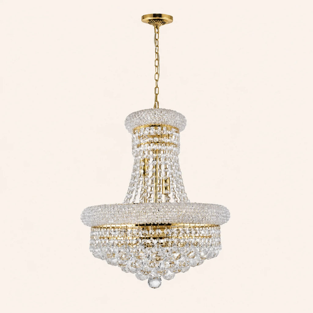 Empire 8 Light 18in Gold Down Chandelier with Crystals