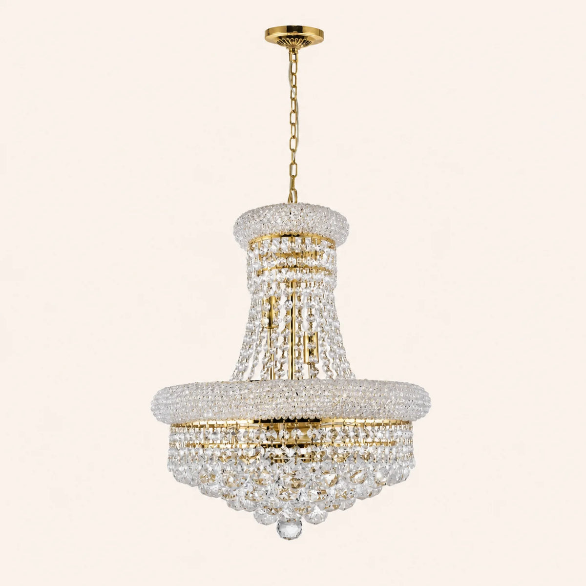 Empire 8 Light 18in Gold Down Chandelier with Crystals