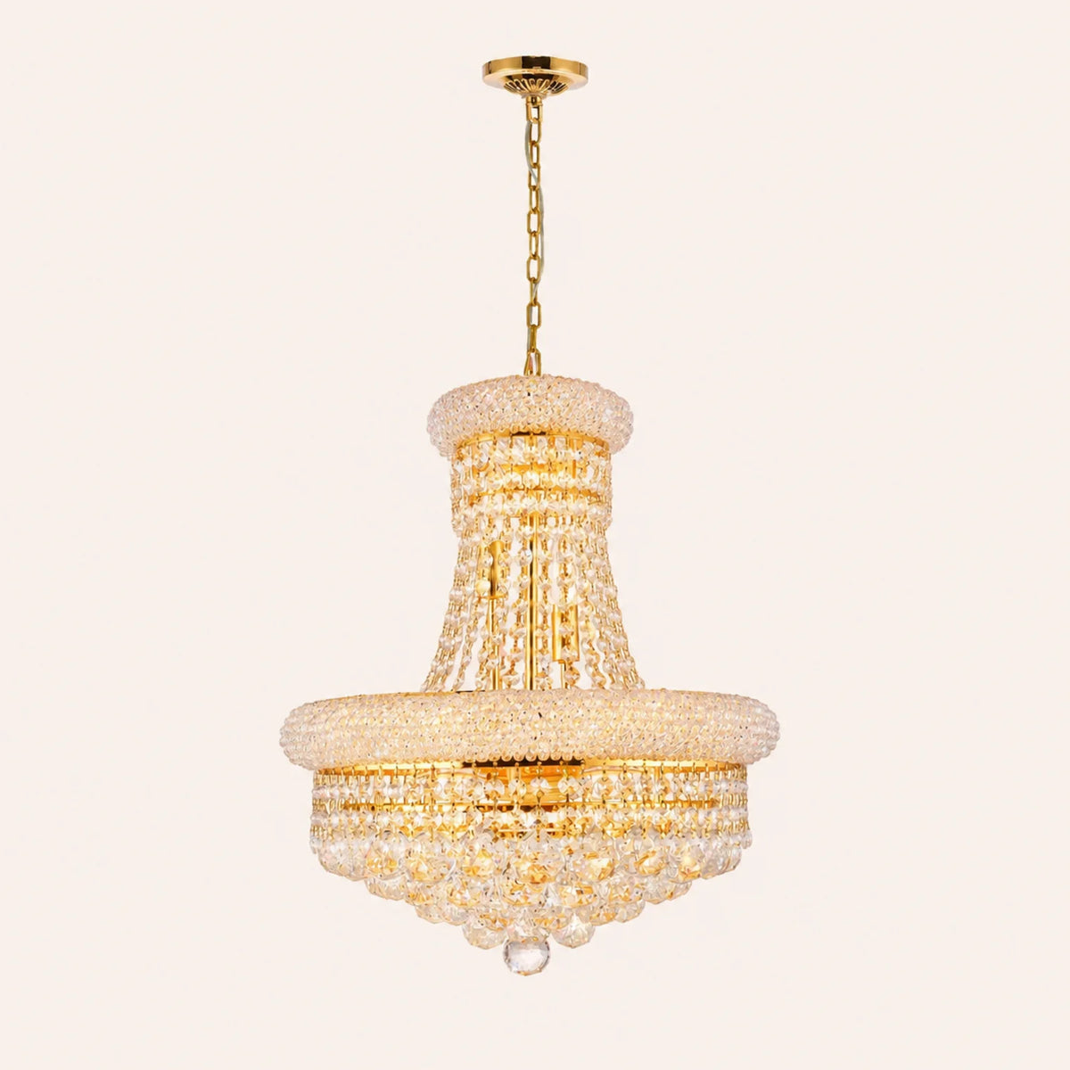 Empire 8 Light 18in Gold Down Chandelier with Crystals