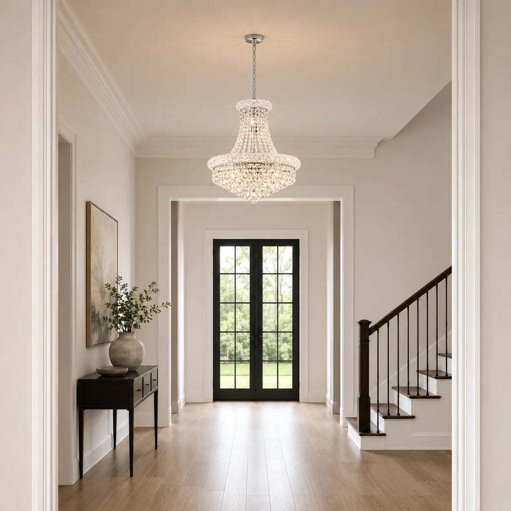 Empire 14 Light 20in Chrome Down Chandelier with Crystals