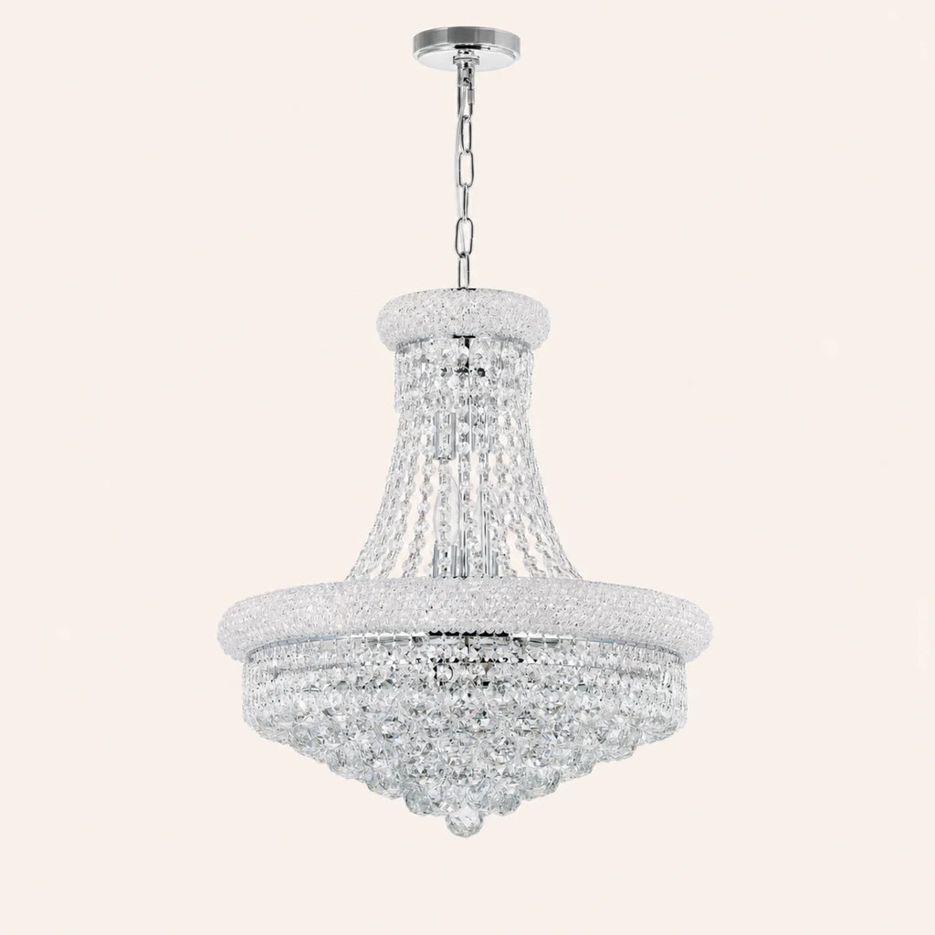 Empire 14 Light 20in Chrome Down Chandelier with Crystals