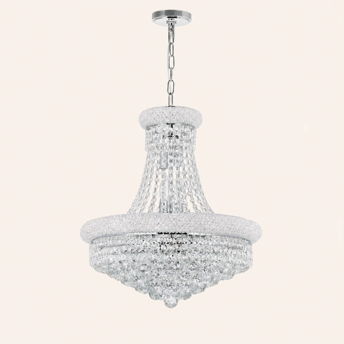 Empire 14 Light 20in Chrome Down Chandelier with Crystals