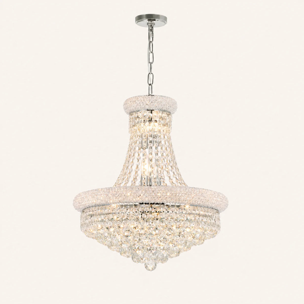 Empire 14 Light 20in Chrome Down Chandelier with Crystals