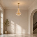 Empire 14 Light 20in Gold Down Chandelier with Crystals
