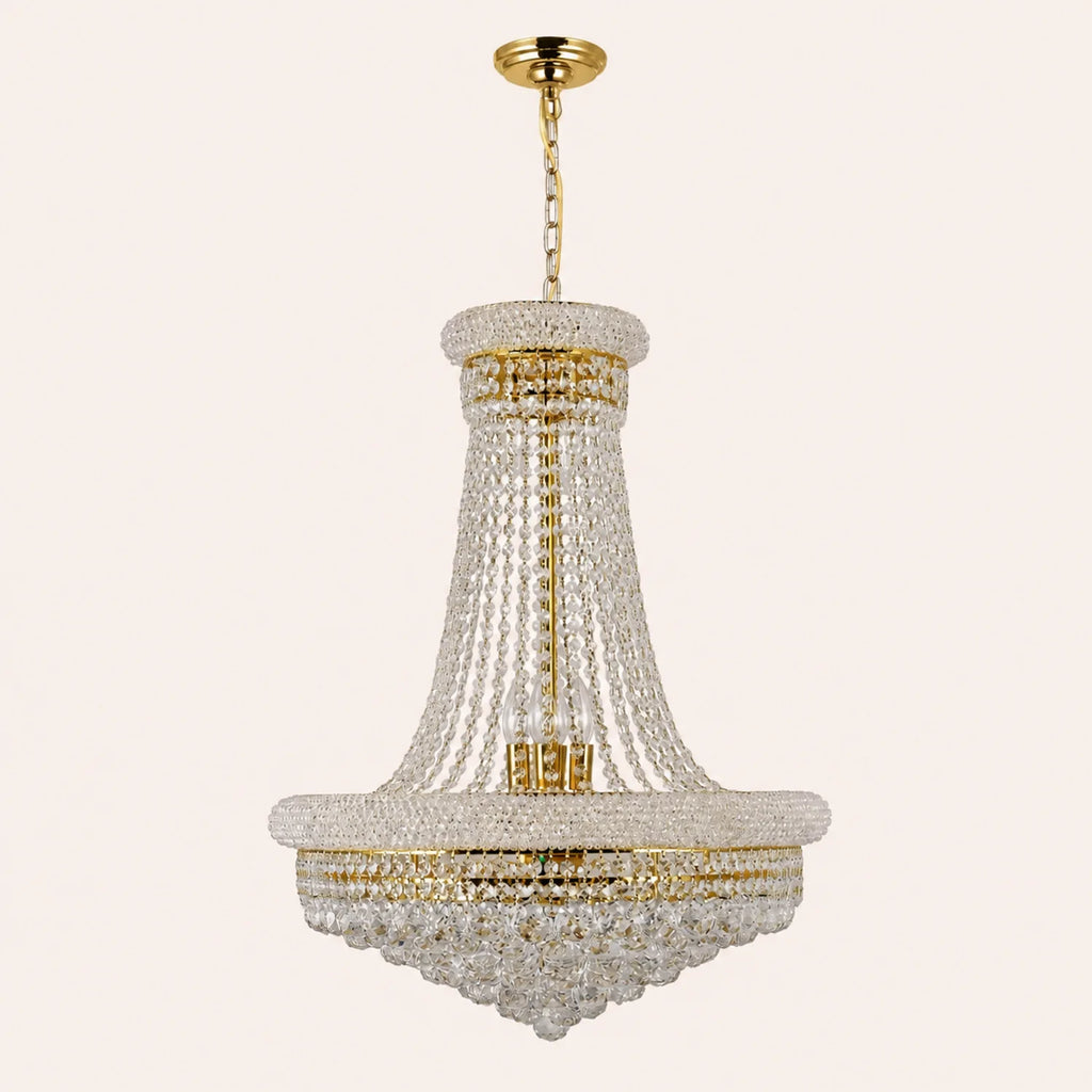 Empire 17 Light 24in Gold Down Chandelier with Crystals