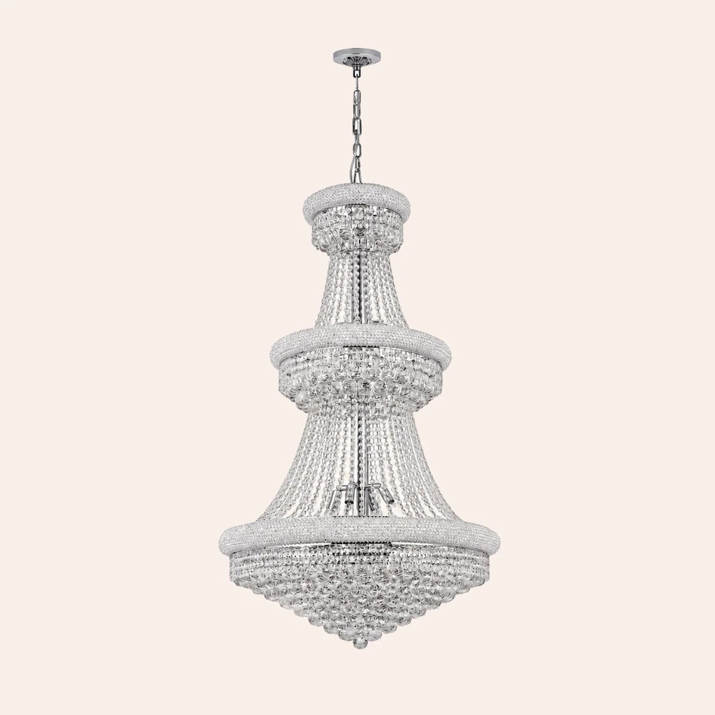 Empire 32 Light 30in Chrome Down Chandelier with Crystals