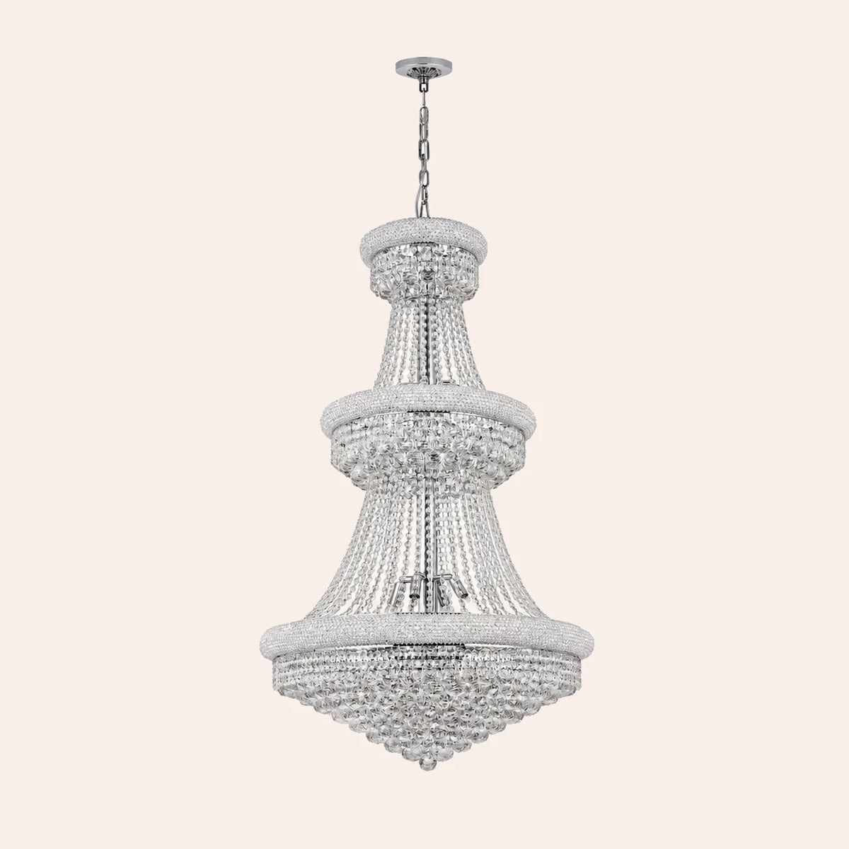 Empire 32 Light 30in Chrome Down Chandelier with Crystals