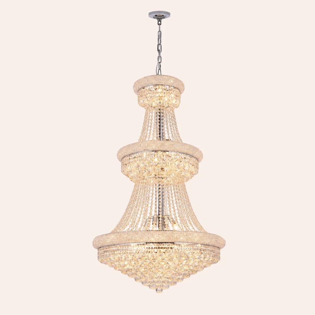 Empire 32 Light 30in Chrome Down Chandelier with Crystals