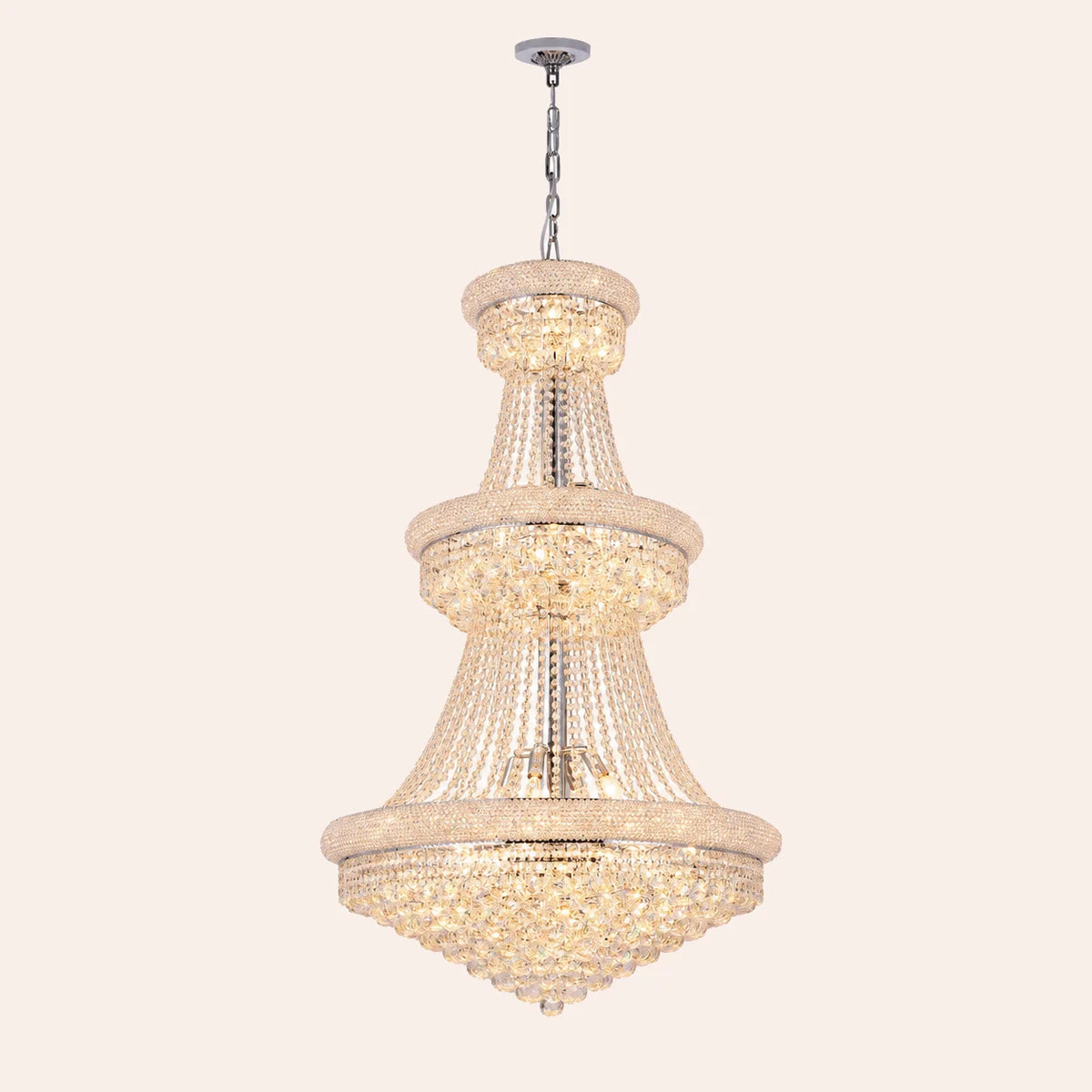 Empire 32 Light 30in Chrome Down Chandelier with Crystals