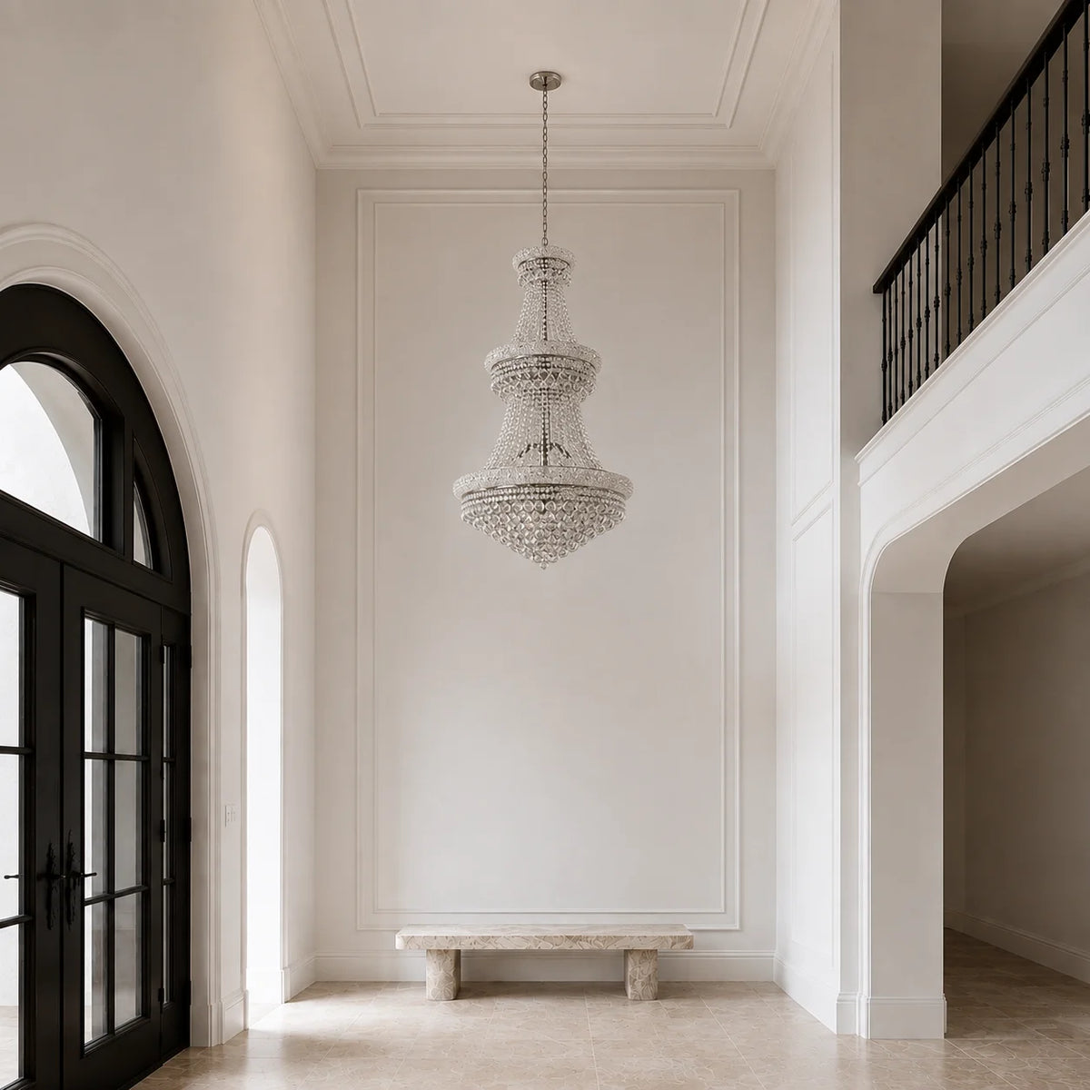 Empire 32 Light 30in Gold Down Chandelier with Crystals