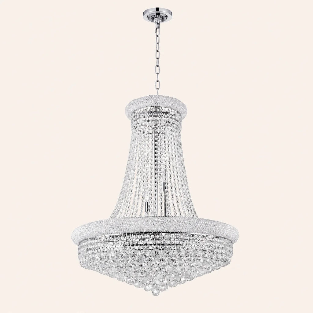 Empire 19 Light 32in Chrome Down Chandelier with Crystals