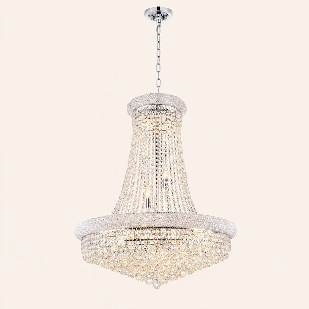 Empire 19 Light 32in Chrome Down Chandelier with Crystals