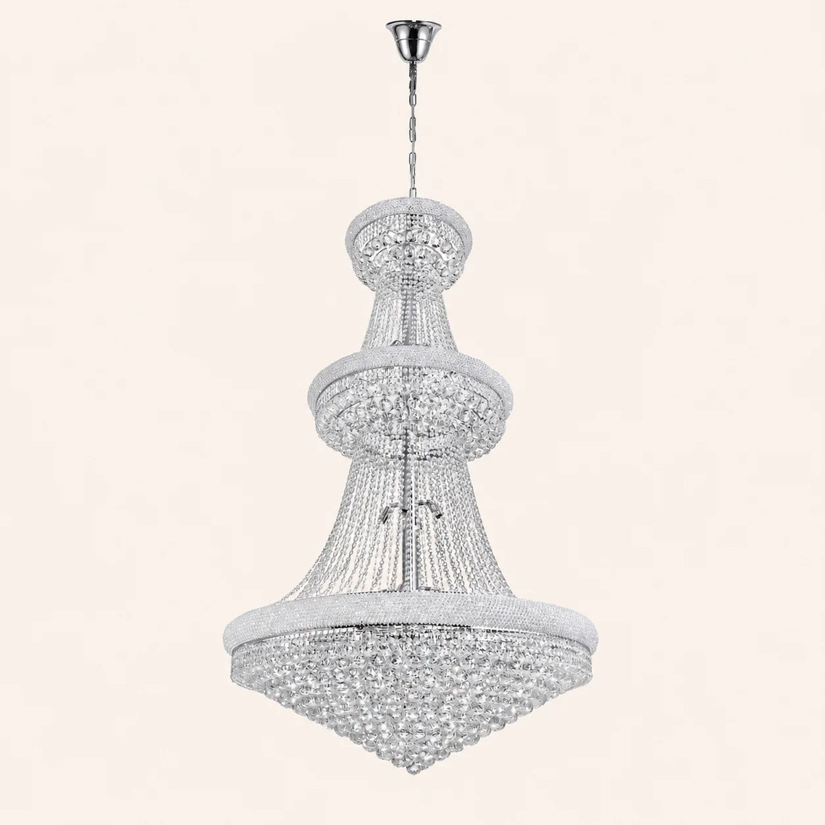 Empire 38 Light 42in Chrome Down Chandelier with Crystals