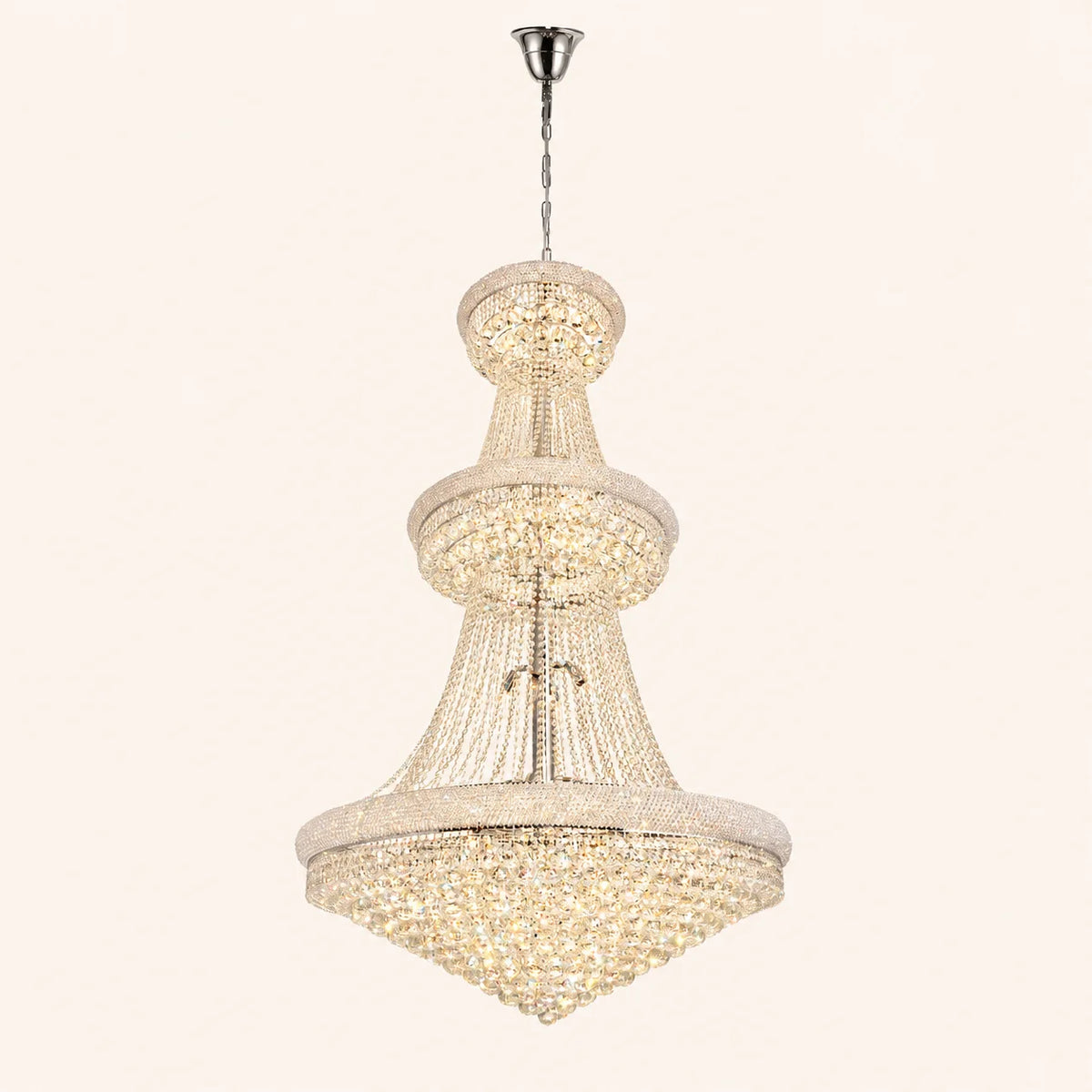 Empire 38 Light 42in Chrome Down Chandelier with Crystals