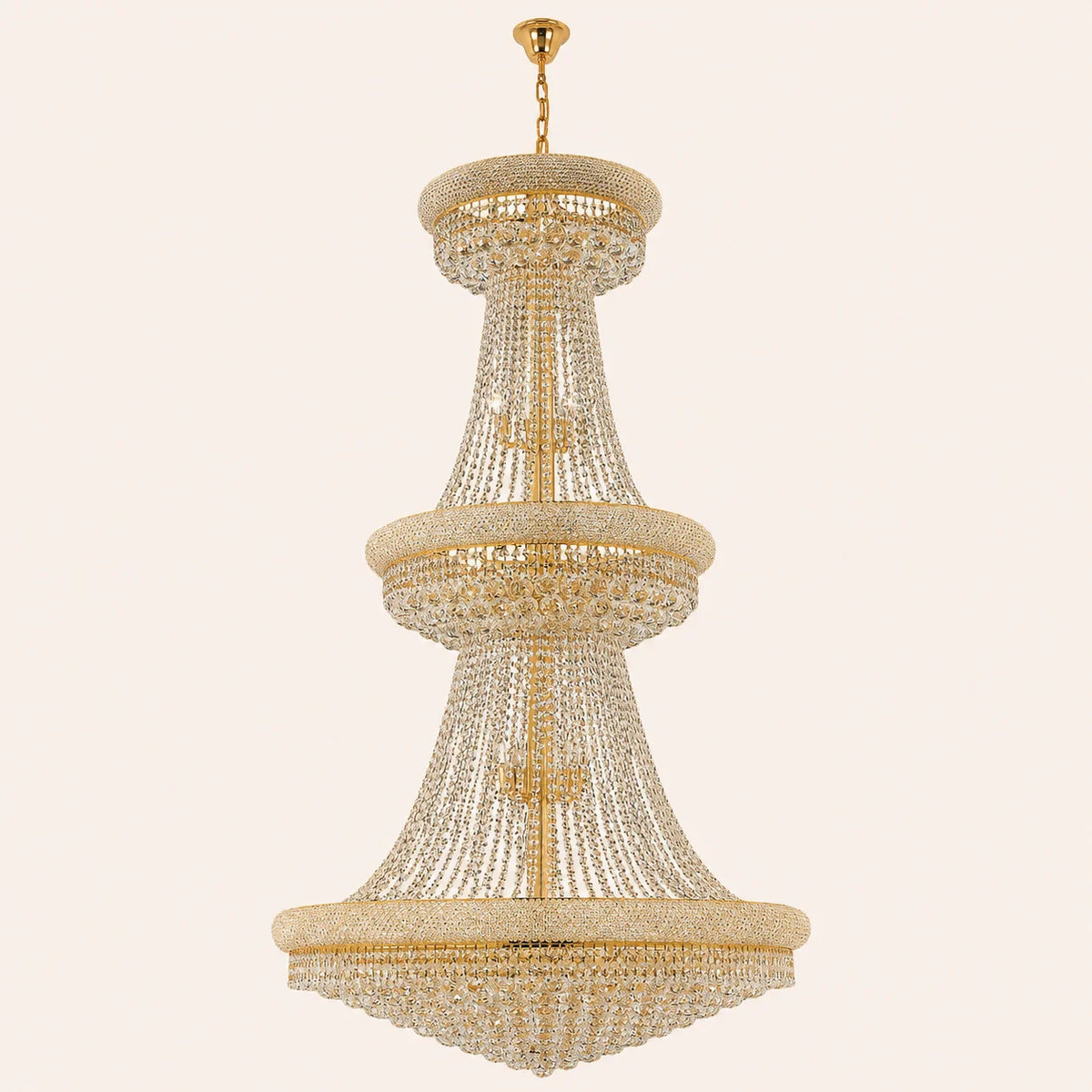 Empire 38 Light 42in Gold Down Chandelier with Crystals