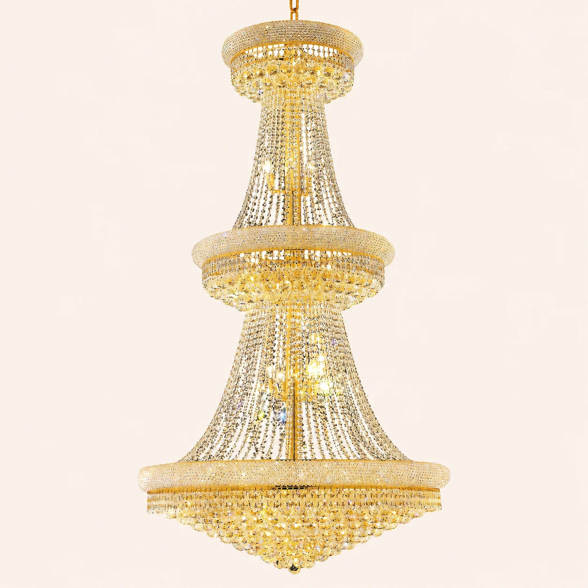 Empire 38 Light 42in Gold Down Chandelier with Crystals