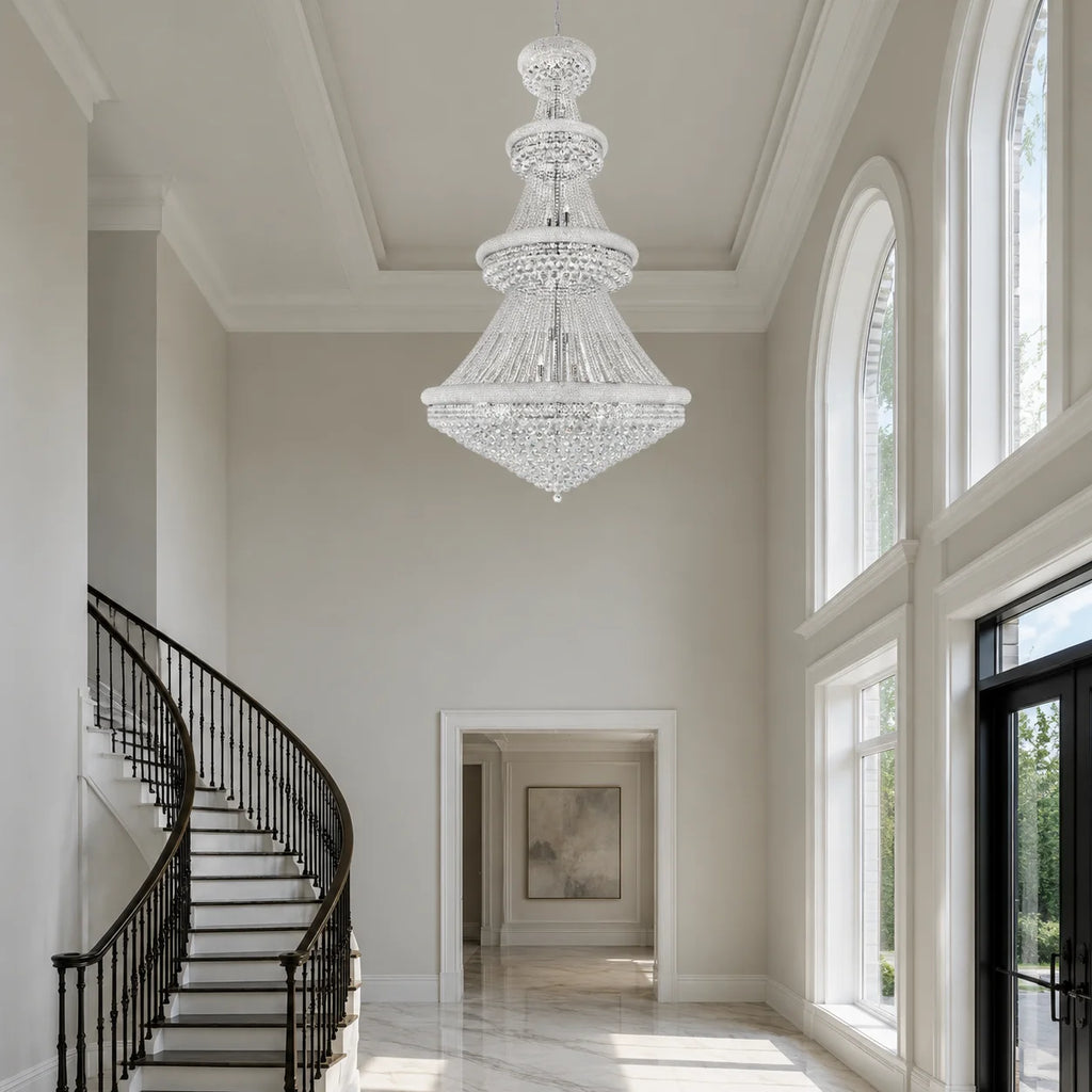 Empire 42 Light 50in Chrome Down Chandelier with Crystals