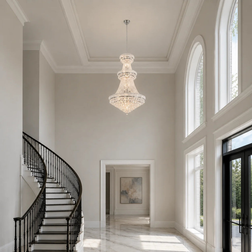 Empire 42 Light 50in Chrome Down Chandelier with Crystals
