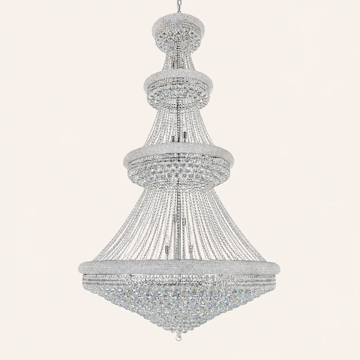 Empire 42 Light 50in Chrome Down Chandelier with Crystals
