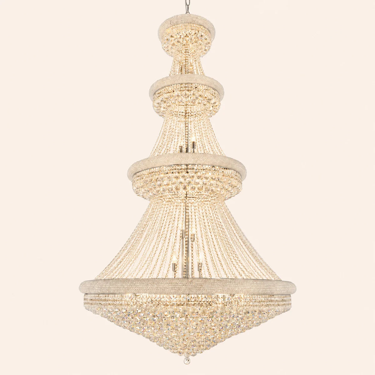 Empire 42 Light 50in Chrome Down Chandelier with Crystals