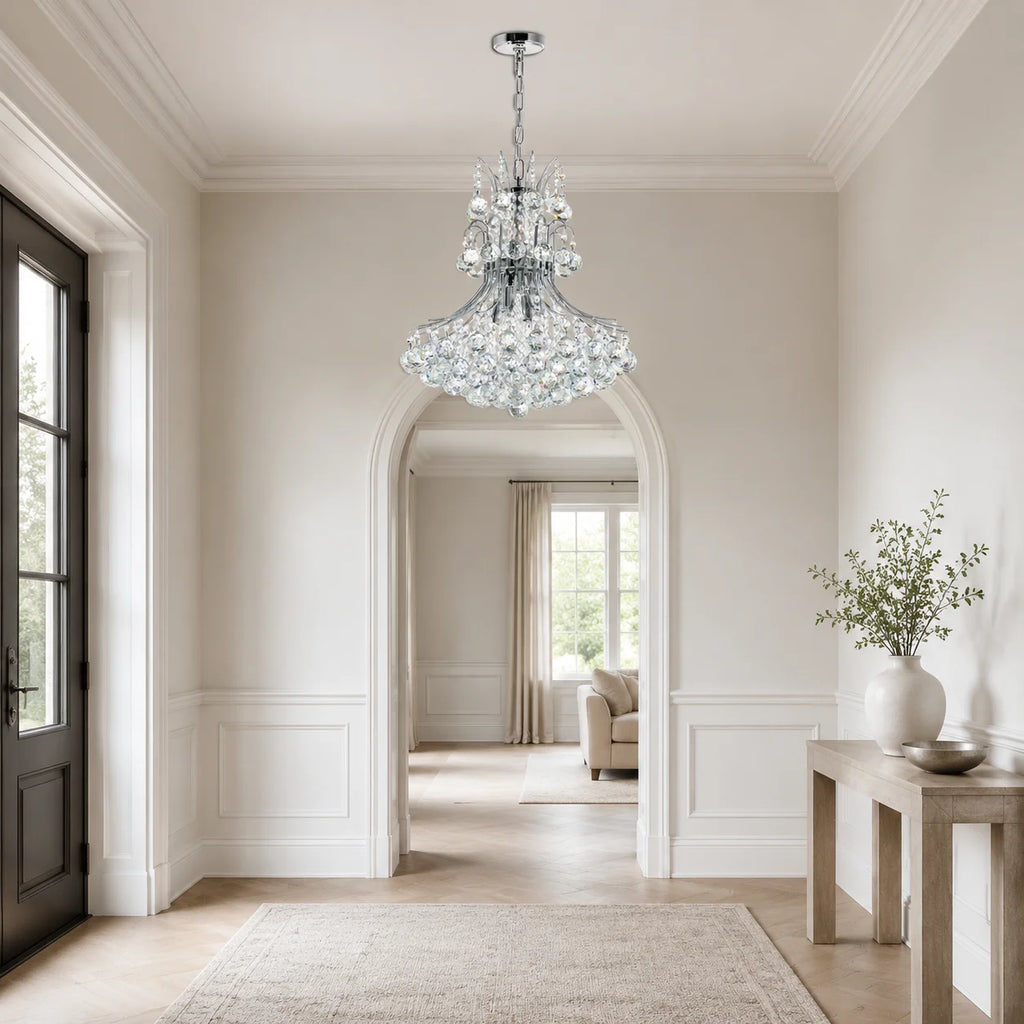 Princess 8 Light 20in Chrome Down Chandelier with Crystals