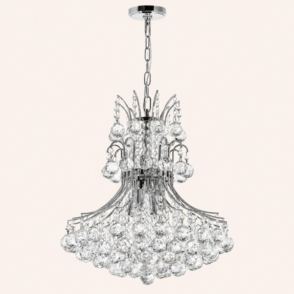 Princess 8 Light 20in Chrome Down Chandelier with Crystals