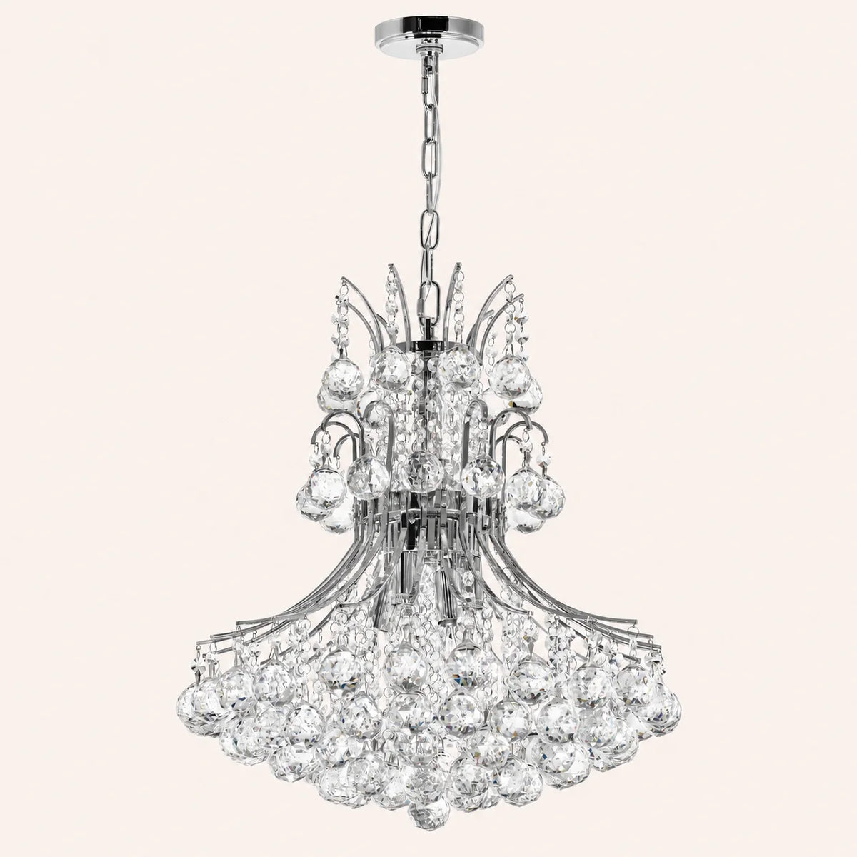 Princess 8 Light 20in Chrome Down Chandelier with Crystals