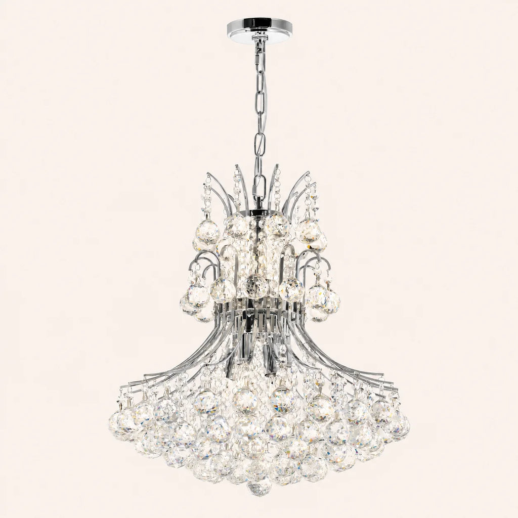 Princess 8 Light 20in Chrome Down Chandelier with Crystals