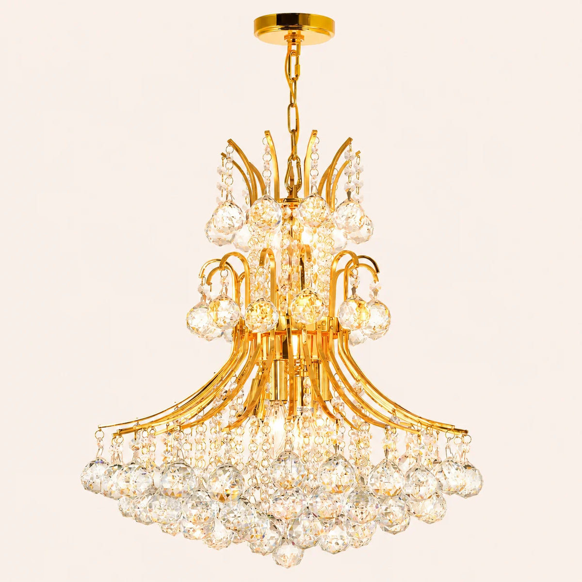 Princess 10 Light 24in Gold Down Chandelier