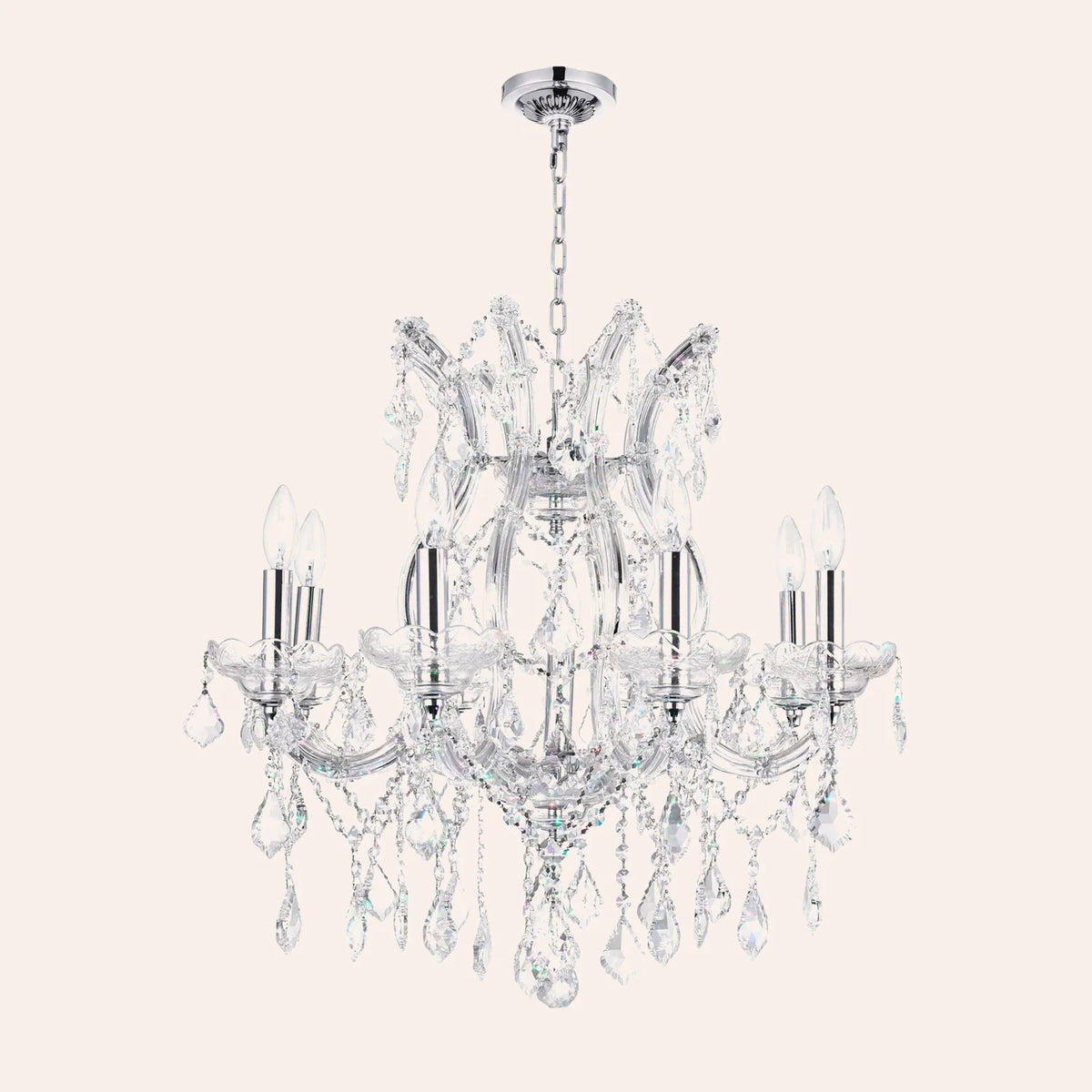 Maria Theresa 9 Light 24in Chrome Up Chandelier with Crystals