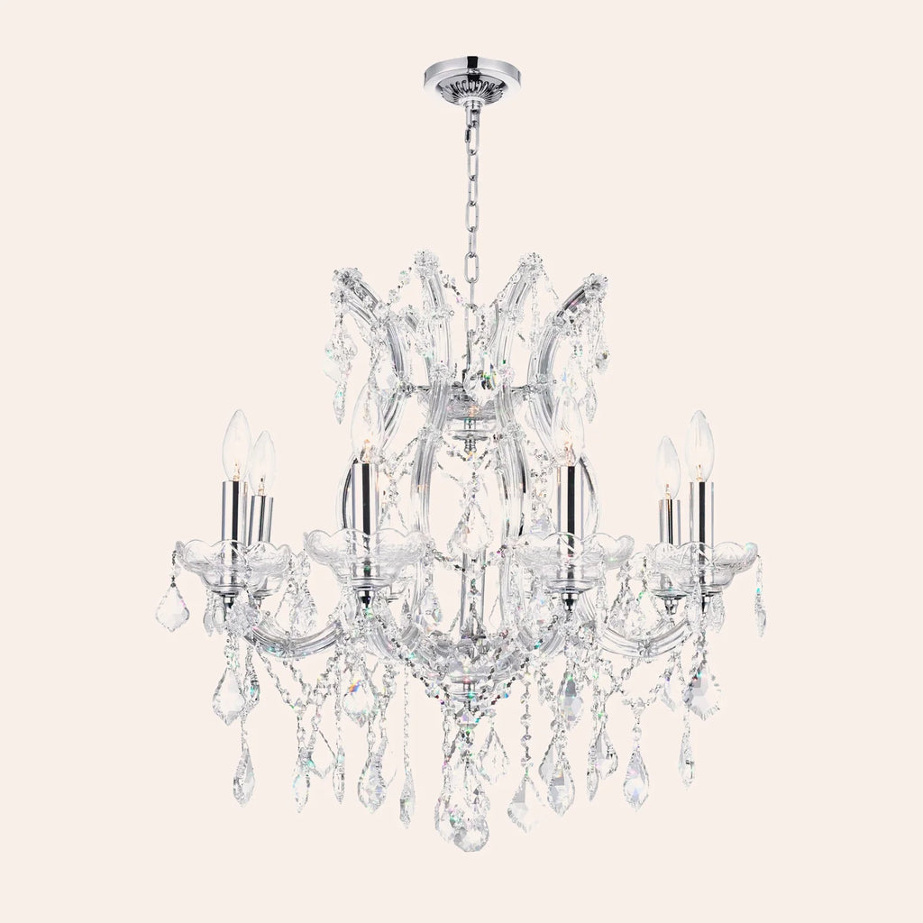 Maria Theresa 9 Light 24in Chrome Up Chandelier with Crystals