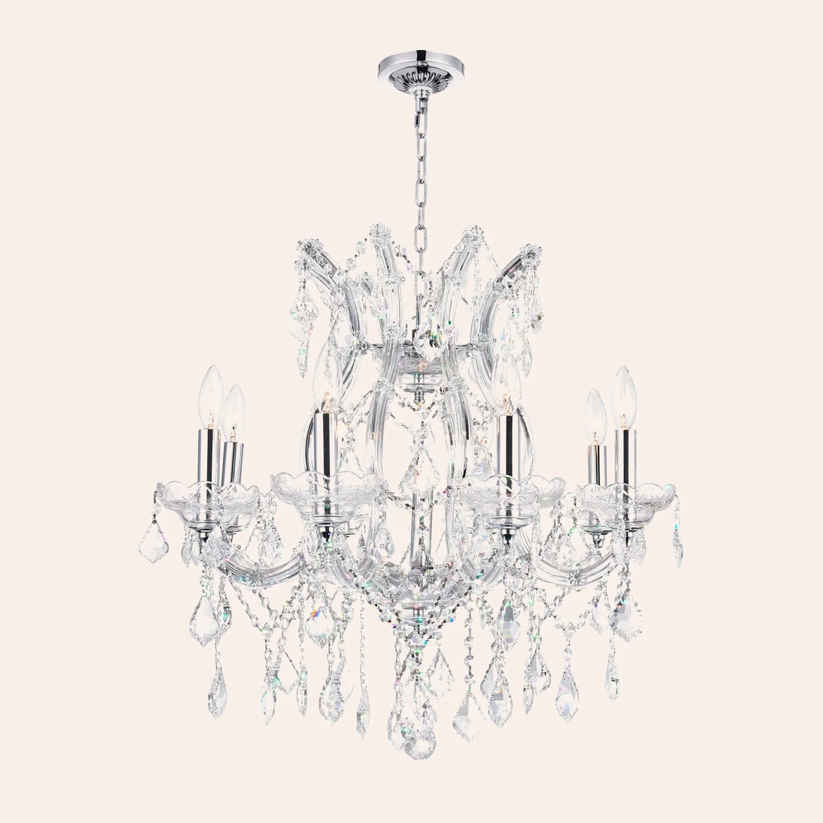 Maria Theresa 9 Light 24in Chrome Up Chandelier with Crystals