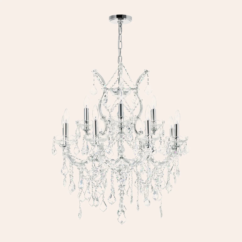 Maria Theresa 13 Light 30in Chrome Up Chandelier with Crystals