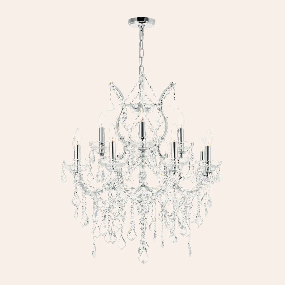 Maria Theresa 13 Light 30in Chrome Up Chandelier with Crystals
