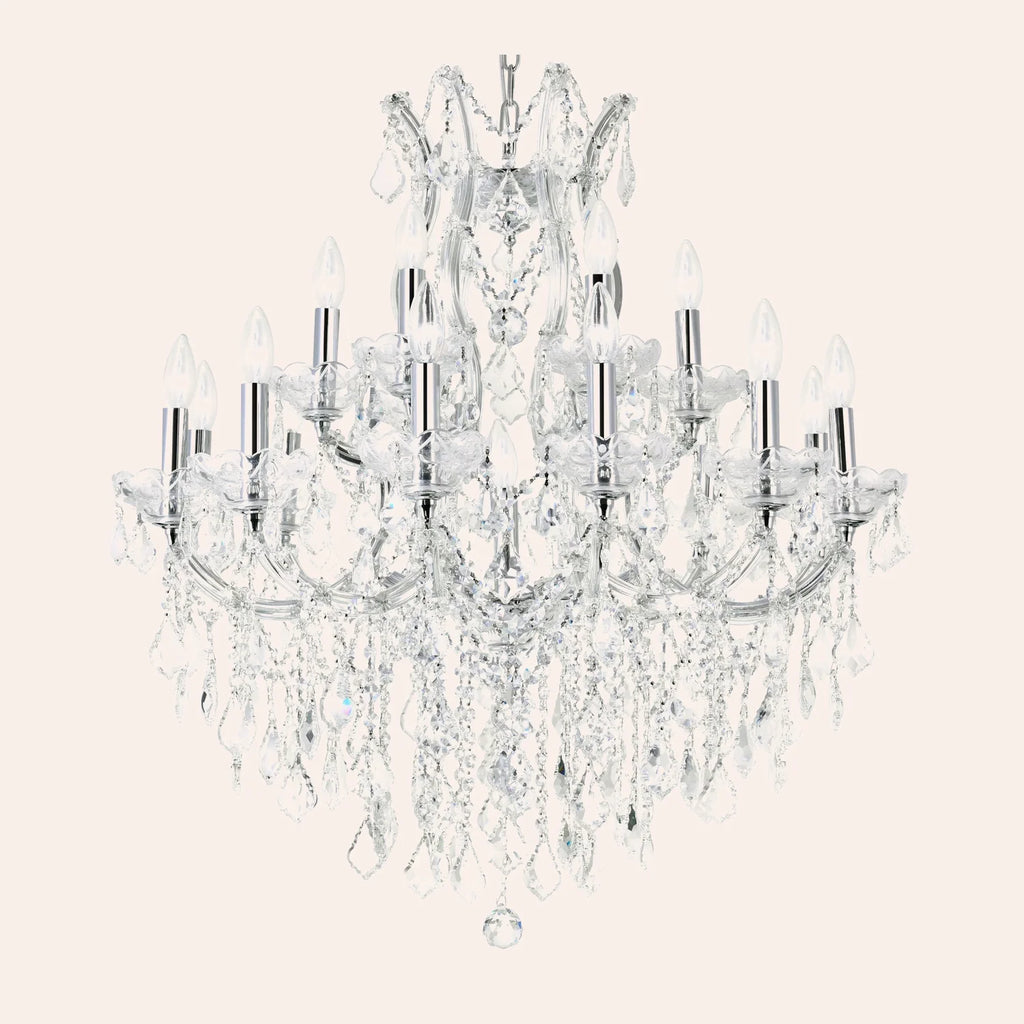 Maria Theresa 19 Light 32in Chrome Up Chandelier with Crystals