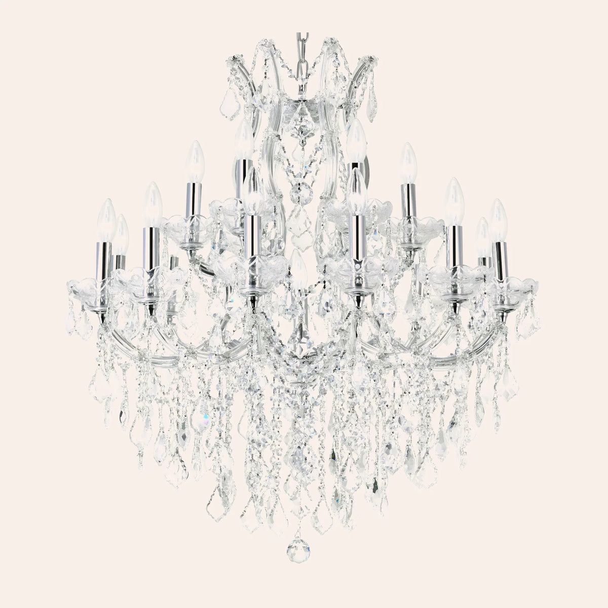 Maria Theresa 19 Light 32in Chrome Up Chandelier with Crystals