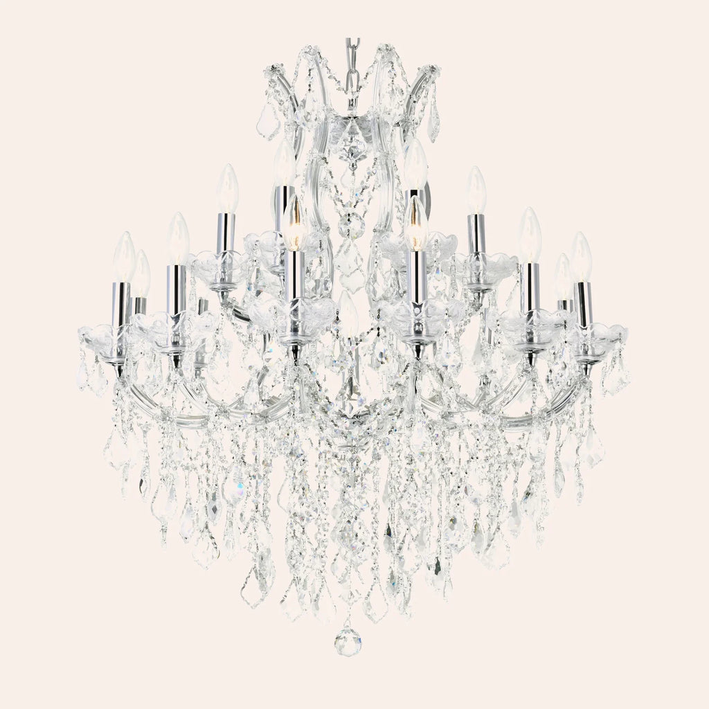 Maria Theresa 19 Light 32in Chrome Up Chandelier with Crystals
