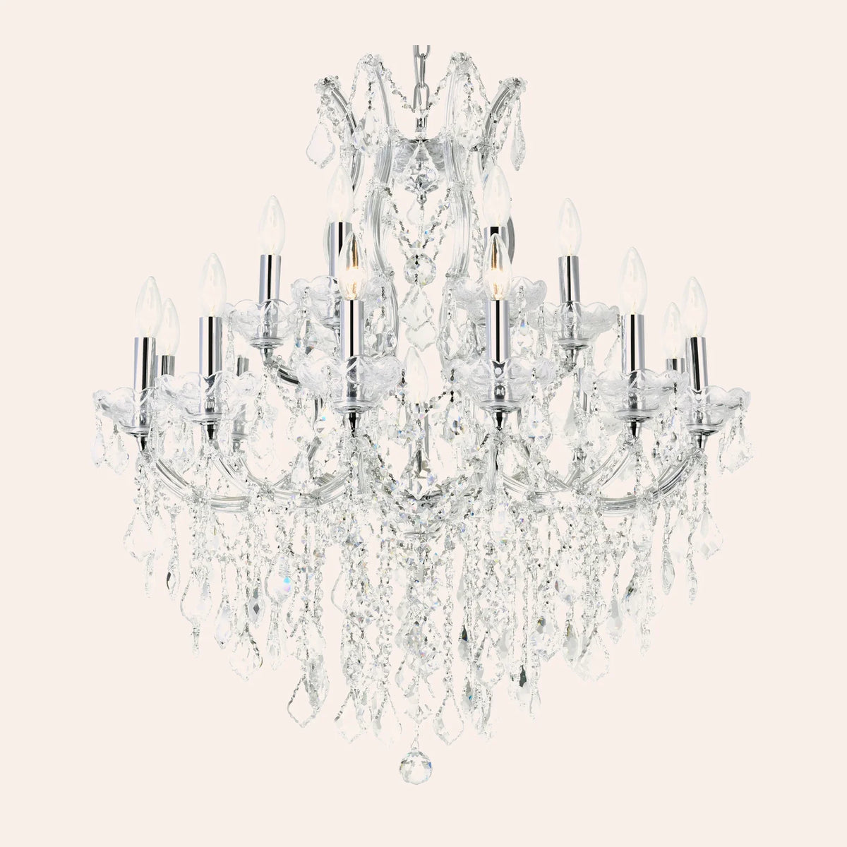 Maria Theresa 19 Light 32in Chrome Up Chandelier with Crystals