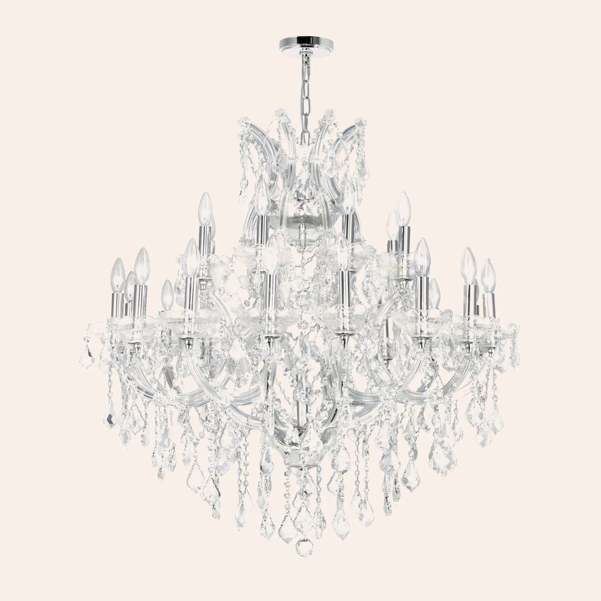 Maria Theresa 25 Light 36in Chrome Up Chandelier with Crystals