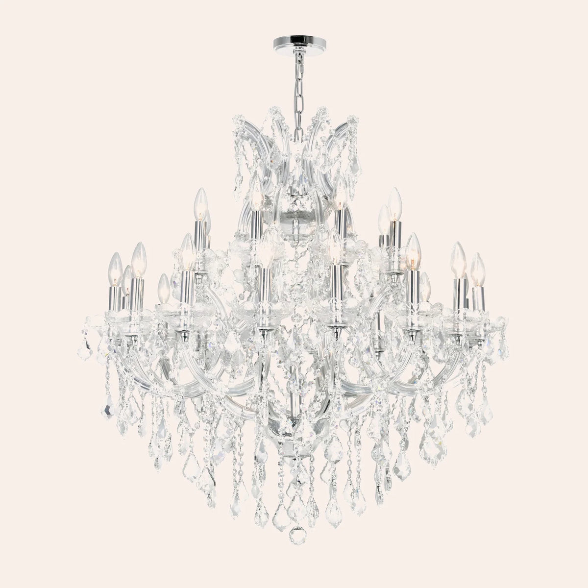 Maria Theresa 25 Light 36in Chrome Up Chandelier with Crystals